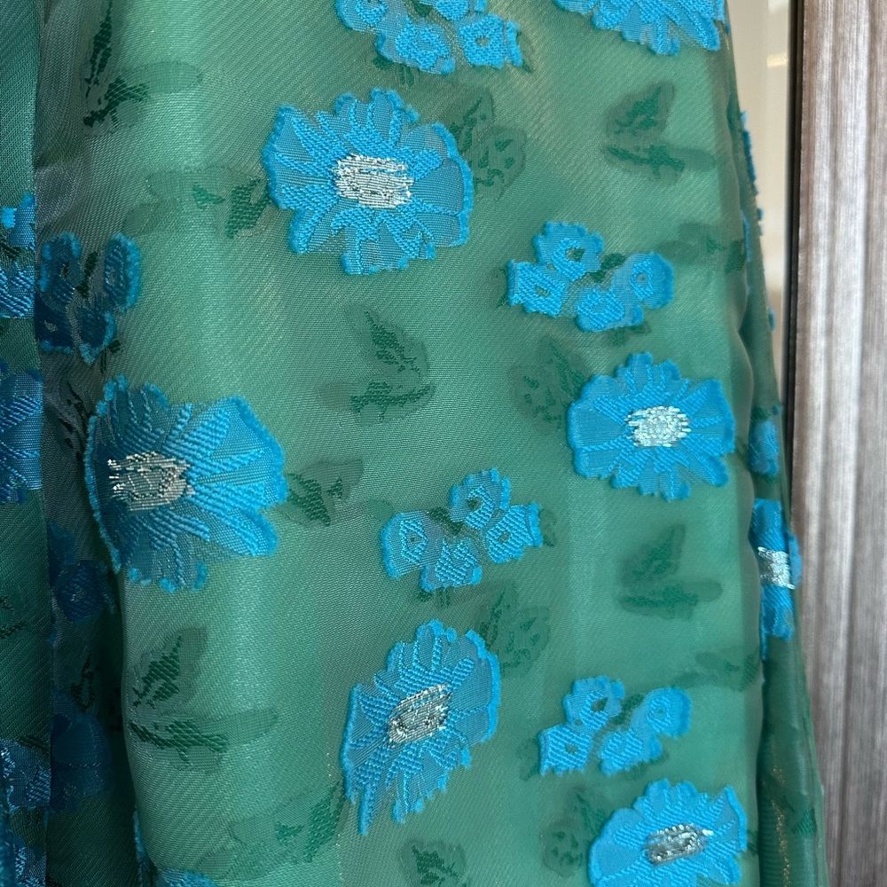 Charlotte Green Floral Print Short Sleeve V-Neck Fit and Flare Dress - Picture 5 of 5